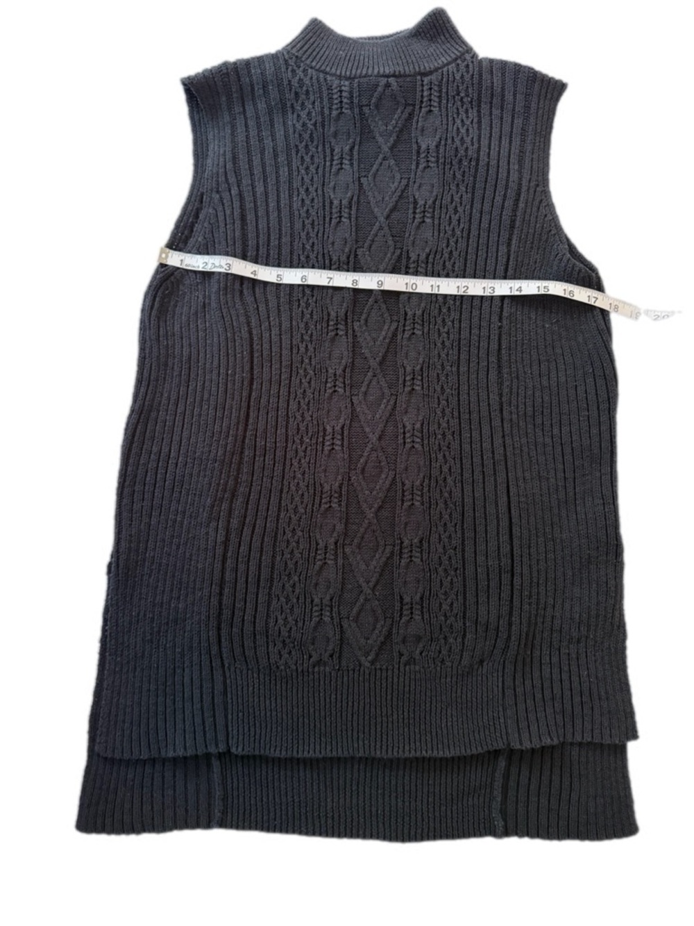 Michael Stars Black Cable Knit Vest L Mock Neck High Low Layered Look 🔥trending - Picture 3 of 10
